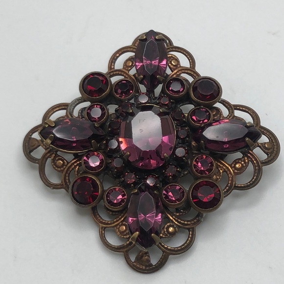 VTG Liz Palacios S.F Purple Stunning Crystals Brooch - Picture 1 of 7